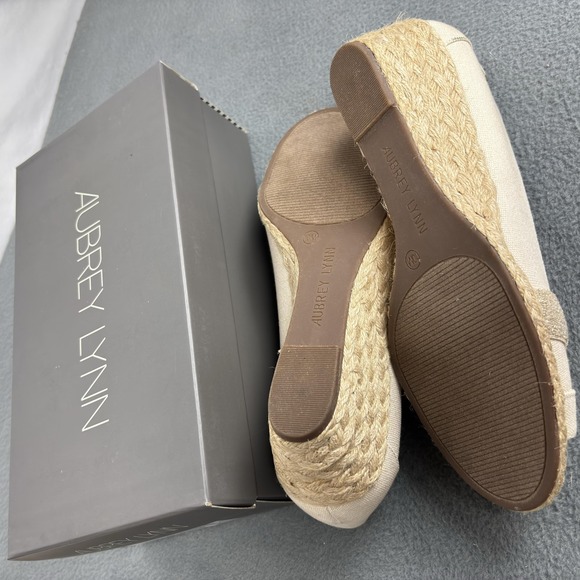 NOS Aubrey Lynn Shoes Womens Size 10 Natural Wedge Espadrille Peep Toe - Picture 7 of 8